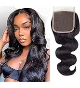 Amella Hair Brazilian Body Wave 4x4 Lace Closure 100% Unprocessed Human Virgin Hair Wet and Wavy ...
