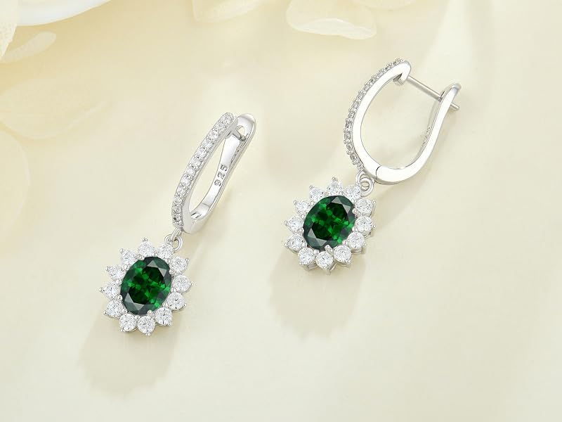 Crystal Created Emerald Earrings