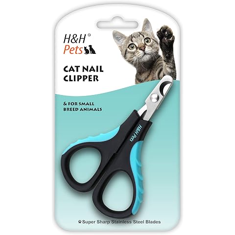 Cat Nail Clipper by H&H Pets - Professional Sharp Stainless Steel Claw Clipper Trimmer with Sturdy Non Slip Handles - for Small Animal & Cats Nail Cutter