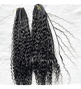 ARUKIHAIR Crochet Boho Box Braids With Human Hair Curls Pre Looped Box Braids With with Human Hai...