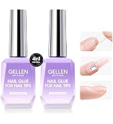 Gellen 2 Pcs Gel Nail Glue for Nail Tips, 4 in 1 UV Extension Glue for Acrylic Tips & Clear Press...