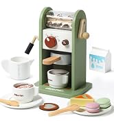 Smartwo Kids Wooden Coffee Maker Toy,Coffee Machine Playset with Grinder,Play Coffee Making Routi...