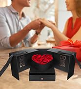 GLEAVI Heart Shaped Flowers Gifts with Square Lids Black - Hearts Floral Bouquet Packing Box Doub...