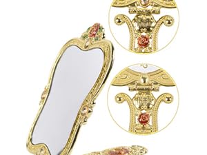 mirror comb set Mother's Day Easter handheld hand metal handle makeup vanity folding foldable