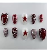 24 Pcs Almond Press on Nails Short Nail Tips - SHANRUN Fall Acrylic Nail Art Kit Fake Nails Press...