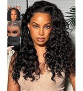 KLAIYI Water Wave Pre Everything Glueless 13x4 Lace Front Wigs Human Hair Precut Lace Pre Plucked...