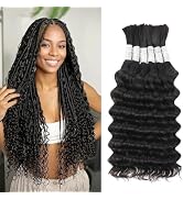 Human Braiding Hair for Boho Braids Deep Wave Bundles Human Hair 6 Bundles/Pack 14 Inch Bulk Boho...