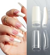 1000PCS Half Cover False Nails Tips, krofaue 10 Sizes Lady French Style Acrylic Artificial Tip Ma...