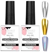 Makartt Gel Top Coat for Chrome Nail Powder - 2 Pcs 15ml Clear No Wipe High Gloss Top Coat Gel Na...