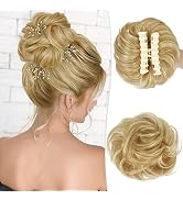 RUWISS Claw Clip Messy Bun Hair Piece Real Human Hair Buns Curly Chignon Hair Bun Extensions Wavy...
