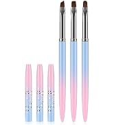 JASSINS Nail Art Clean Up Brushes, 3 Pcs Flat/Oval/Fine Angled Gel Nail Brushes,For Nail Art Desi...