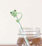 GLEAVI 8pcs Animals Straw Tips Cover Reusable Cute Frog Straw Toppers Straw Cover Plugs for Drink...