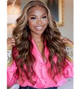 KLAIYI Bye Bye Knots Glueless Wig Highlight Blonde Body Wave Pre Cut 7x5 HD Lace Front Wigs Human...