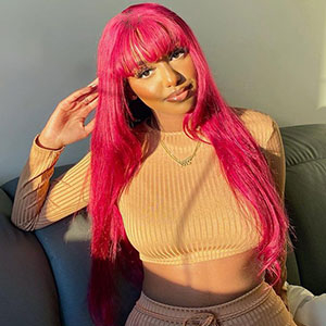 straight wig with bangs human hair