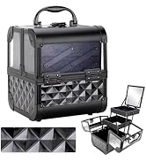CHUANGJIN Makeup Train Case Portable Cosmetic Box Jewelry Organizer Lockable with Keys and Mirror...
