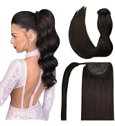 DOORES Hair Extensions Ponytail Extension Clip in Dark Brown 18 Inch 80g Hair Extensions Ponytail...