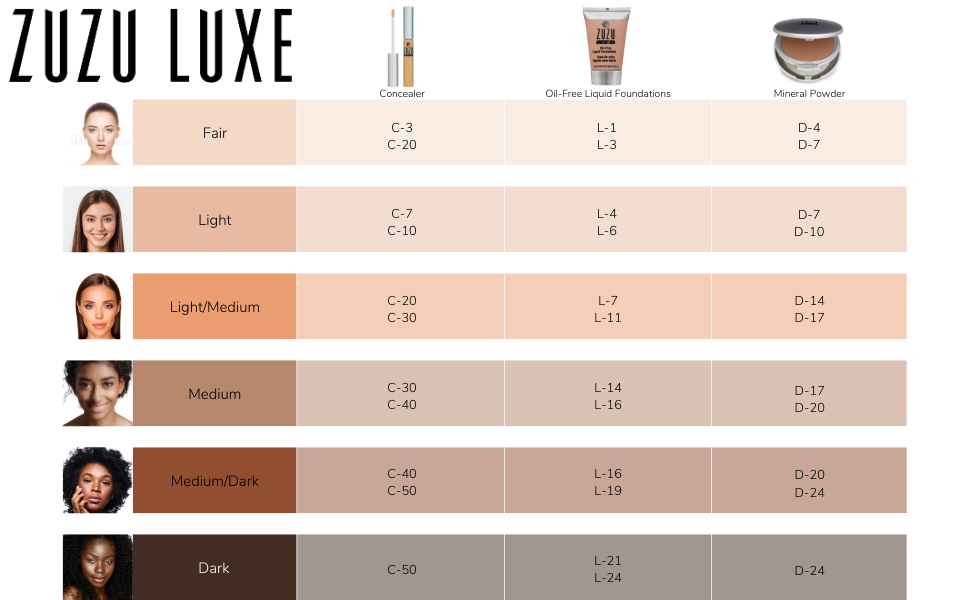 zuzu luxe skin color guide
