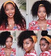 Kinky Headband Wig Human Hair Curly Wigs For Black Women Human Hair Headband Wigs Kinky Curly 16 ...