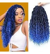 5 Packs Boho Goddess Locs Crochet Hair 22inch River Faux Locs Crochet Hair Curly Faux Locs Wavy C...