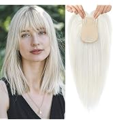 Flufymooz 100% Real Human Hair Toppers, 12 Inch Human Hair Toppers for Thinning Hair Large Hand-w...