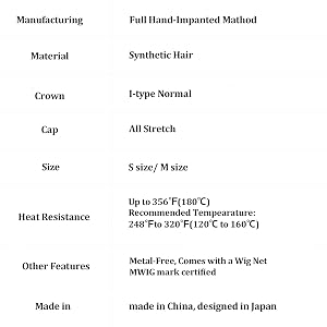 Full Hand-Implanted Method Synthetic Hair I-type Normal All Stretch Metal-Free, Comes with a Wig Net