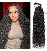 Human Hair Bundles Water Wave 3 Bundles 22 24 26 Inch 10A Brazilian Deep Curly Bundles 100% Unpro...