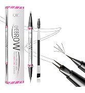 3D Microblading Eyebrow Pencil,2-in-1 Dual-Ended Eye Brow Pen with 2-Fork-Tip and Precise Brush-T...