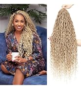 Long River Faux Locs Crochet Hair 8Packs 30inch New Goddess Locs Crochet Hair Omber Blonde Curly ...
