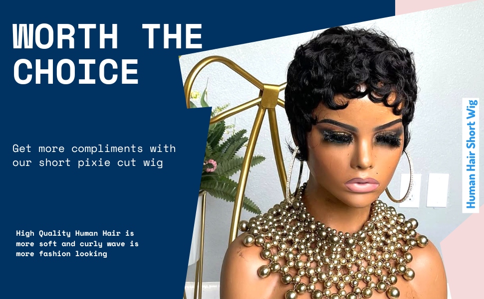 PIXIE CUT WIG CURLY HAIR WIG