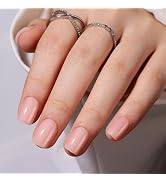 Stbisen Rosy Nude Press on Nails Short Square, Short Fake Nails Kit, Fashion Glossy Acrylic Press...