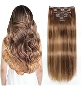 Sisily Clip in Hair Extensions Real Human Hair, 20 Inch 160g 7pcs Human Hair Clip in Hair Extensi...