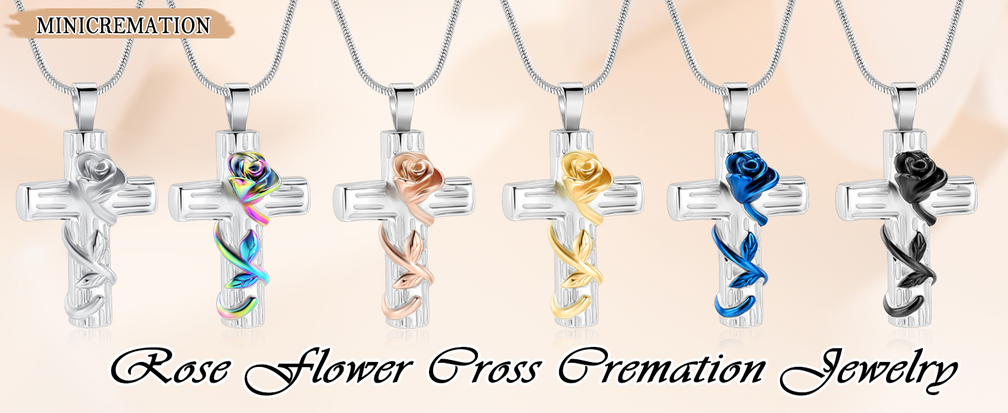 Rose Flower Cremation Urn Necklace for Ashes Memorial Cremation Ash Jewelry Keepsake Pendant