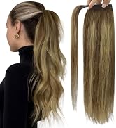 Full Shine Ponytail Hair Extensions Balayage Brown Fading To Honey Blonde One Piece Ponytail Exte...