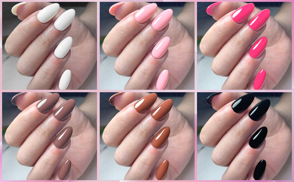 black press on nails short almond fake nails white glue on nails brown false nails nude