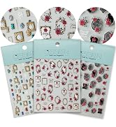 CESTSIREN Gem Frame Rose Nail Art Stickers Vintage Nail Decals for Nail Art Design Self-Adhesive ...