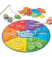Smartwo Montessori Toy for Toddlers 1-3, Fine Motor Skill Wooden Magnetic Fishing Game for Year O...