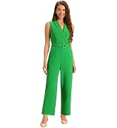 Allegra K Women's Work Jumpsuit Formal Office Sleeveless Wide Leg Jumpsuits Dressy Romper
