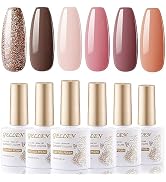 Gellen Gel Nail Polish Kit - 6 Colors 10ML Elegant Brown Nude Neutral Pink Gel Polish, Winter Fal...