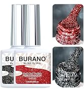 BURANO Red Reflective Glitter Gel Nail Polish, 2 Bottles UV Sparkle Nail Polish Black Gel, 7.3ml ...