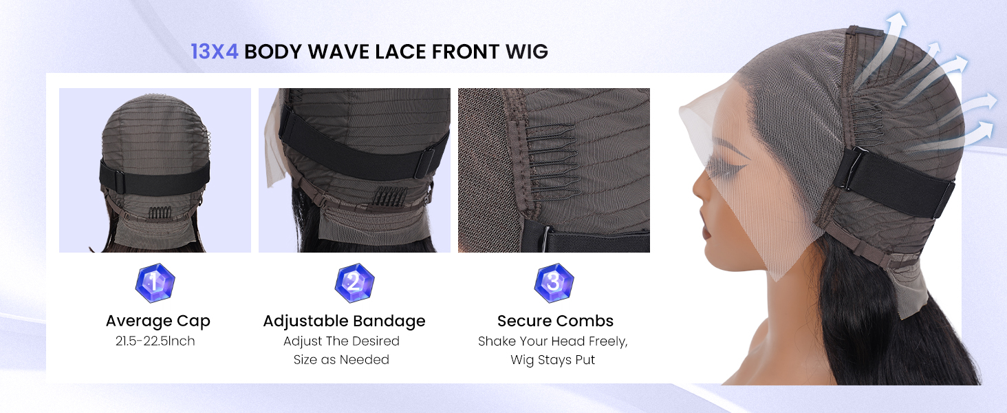 13x4 Body Wave Lace Front Wigs Human Hair Pre Plucked 180% Density HD Transparent Lace Frontal Wigs