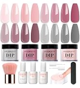 AZUREBEAUTY Dip Powder Nail Kit, 4 Colors Gentle Nude Pink Neutral Skin Dipping Powder System Liq...