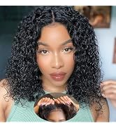 Wear and Go Glueless Wigs Human Hair Pre Plucked Pre Cut Curly Bob Wigs Human Hair Upgraded 4x4 N...