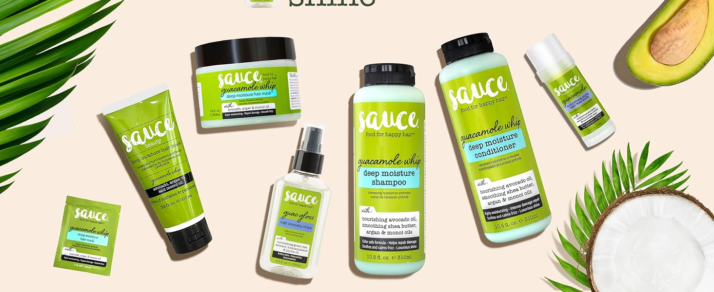 Sauce Beauty Guacamole Collection 5 step haircare routine