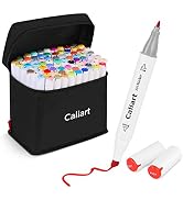 Caliart 81 Colors Alcohol Based Markers, Dual Tip Permanent Artist Art Sketch Markers for Adult K...