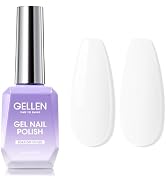 Gellen Gel Nail Polish, 18ml Pure White Color Gel Polish Set Soak Off LED Long-Wear Nail Gel Poli...