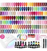 VANREESA Gel Nail Polish Kit with U V Light 74 Pcs Gel Polish Nail Set 56 All Season Colors Nail ...