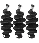 Arabella Bundles Human Hair Body Wave Hair Bundles Human Hair (16 18 20 Inch) Natural Black 100% ...