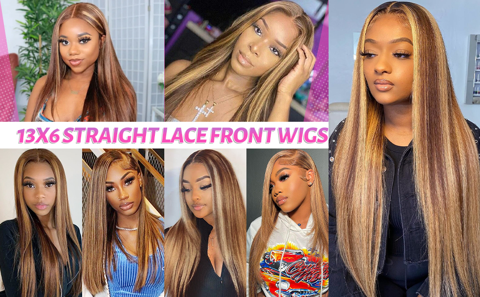 13x6 highlight straight wig human hair