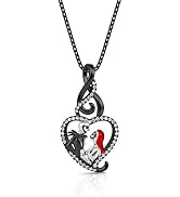 Jeulia Jack Skellington and Sally Necklace 925 Sterling Silver The nightmare before Chirstmas Hea...