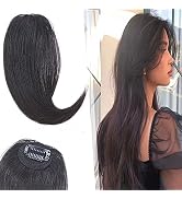 Hairro Clip in Wave Side Bangs Extensions, 100% Human Hair 2 PCS Clip on Middle Part French Bangs...